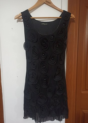 Siyah Nakışlı  Kolsuz Abiye Elbise - Görsel 3