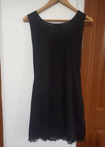 Siyah Nakışlı  Kolsuz Abiye Elbise - Görsel 4