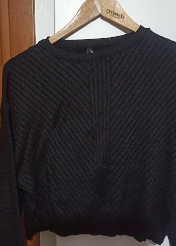 Siyah Örgü Kadın Kazak - Görsel 2