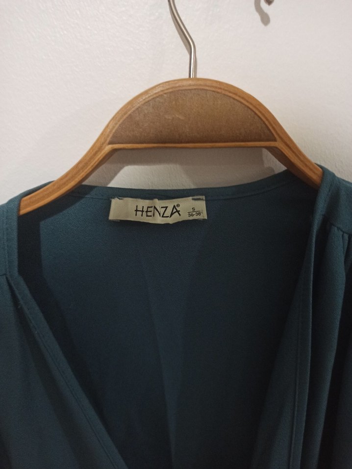 Uzun Turkuaz Kadın Kimono - Görsel 4