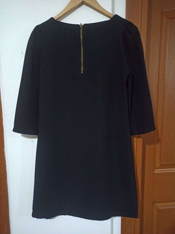 Siyah bisiklet yaka kısa elbise - Görsel 3