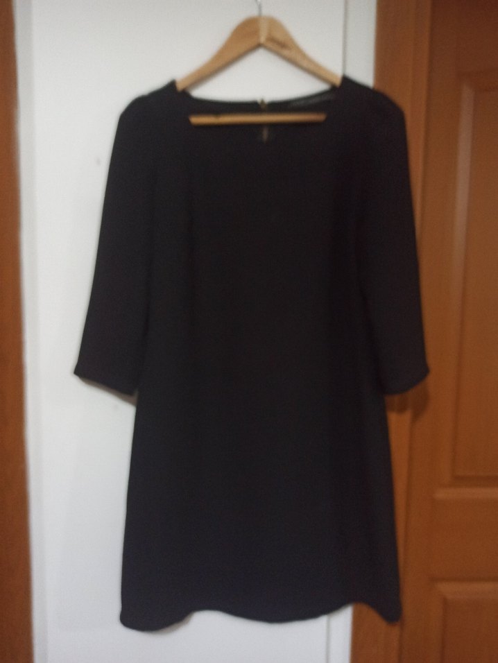 Siyah bisiklet yaka kısa elbise - Görsel 2