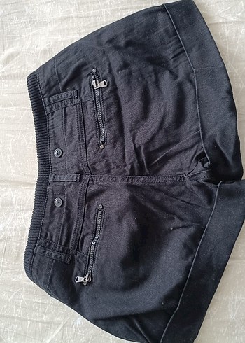Mango Düğmeli Siyah Mini Denim Şort