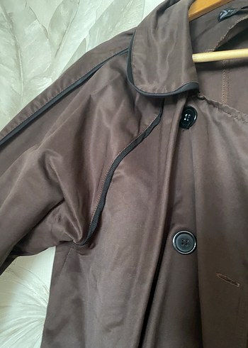 Uzun Kahverengi Kadın Trençkot - Görsel 4