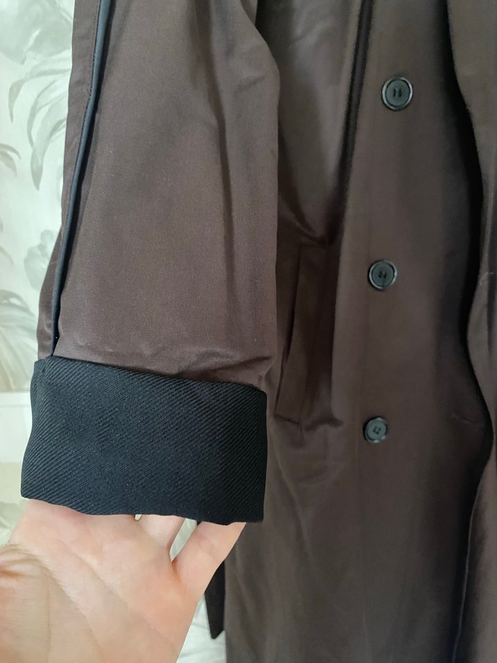 Uzun Kahverengi Kadın Trençkot - Görsel 3