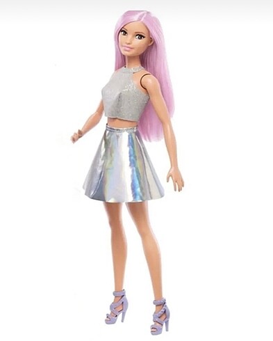 Popstar şarkıcı barbie kariyer bebeği fashionistas lila mor saçl