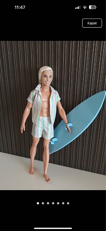 Barbie The Movie Ken / Ryan Gosling Film bebeği sörfçü sıfır