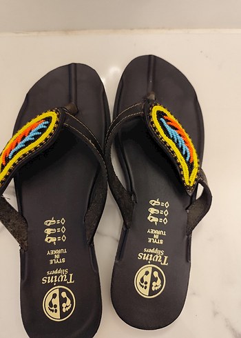 Boncuk İşlemeli Renkli Kadın Terlik - Görsel 5