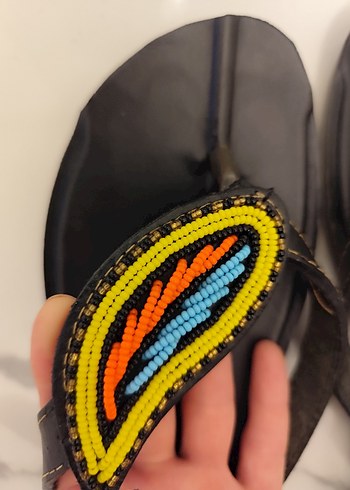 Boncuk İşlemeli Renkli Kadın Terlik - Görsel 6