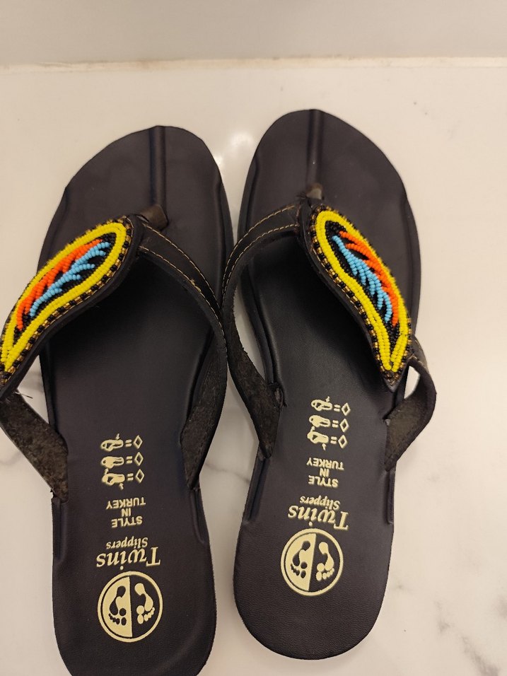 Boncuk İşlemeli Renkli Kadın Terlik - Görsel 5