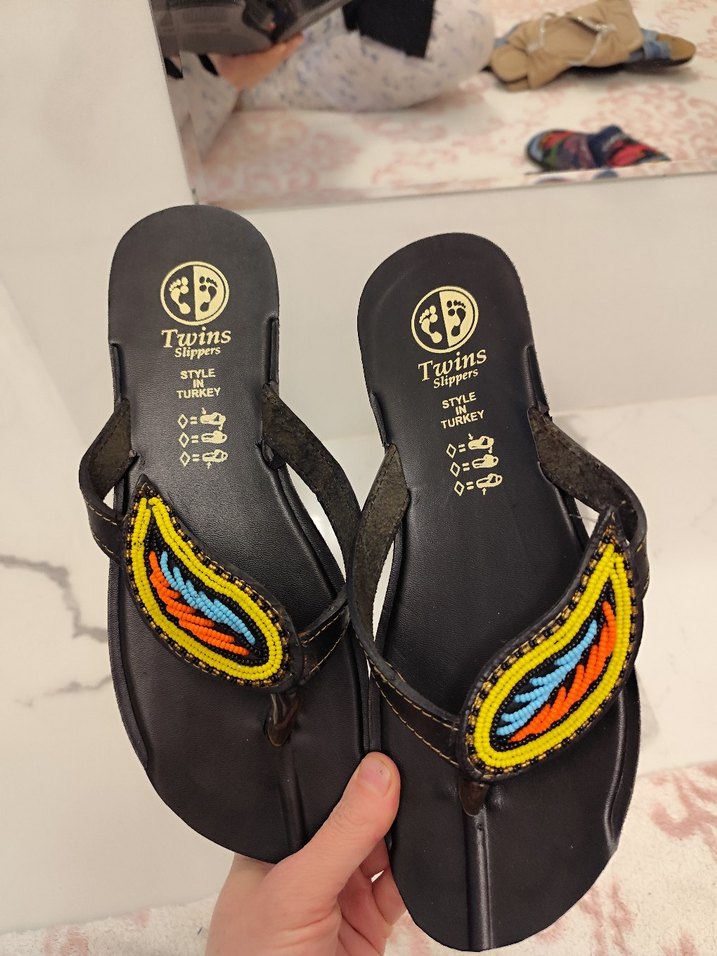 Boncuk İşlemeli Renkli Kadın Terlik - Görsel 2