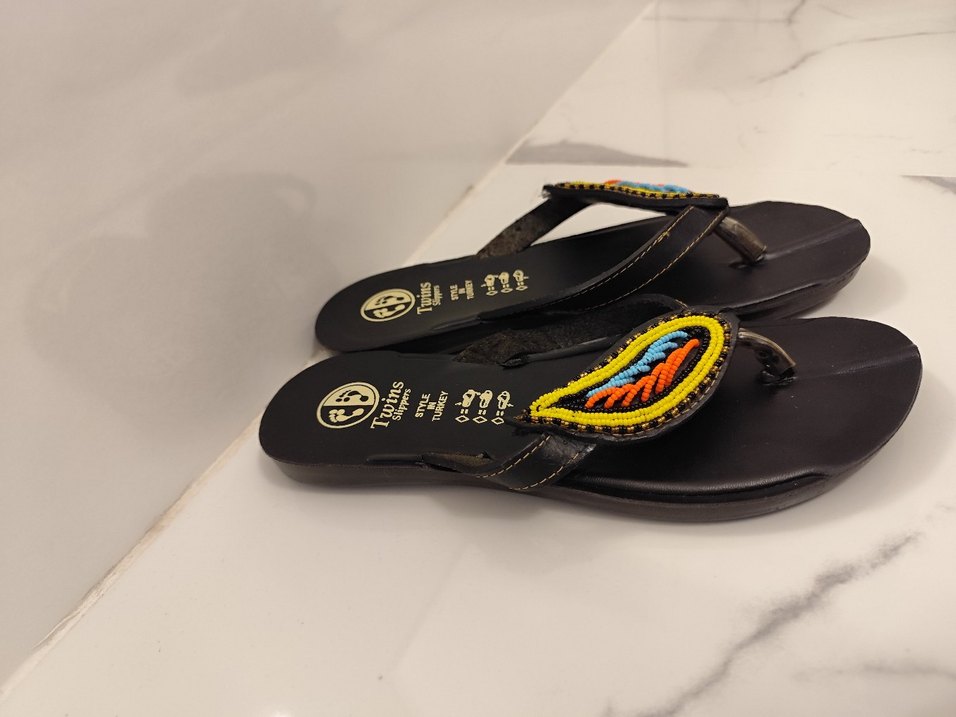 Boncuk İşlemeli Renkli Kadın Terlik - Görsel 4