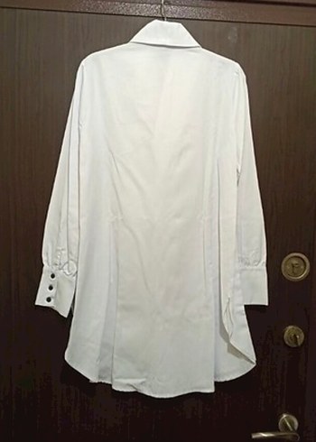 Düğmeli Uzun Kollu Beyaz Kadın Gömlek - Görsel 2