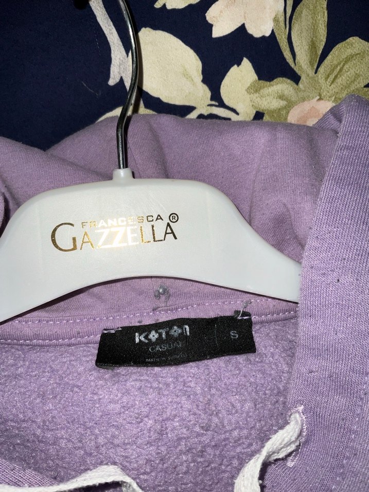 Kadın Mor Kapüşonlu Sweatshirt - Görsel 3