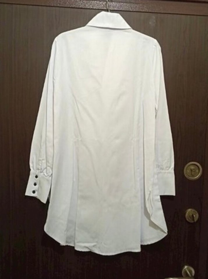 Düğmeli Beyaz Uzun Kollu Kadın Gömlek - Görsel 2