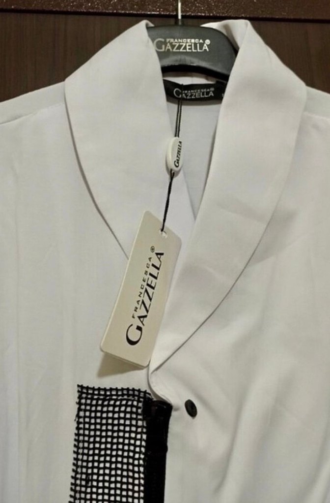 Düğmeli Beyaz Uzun Kollu Kadın Gömlek - Görsel 4