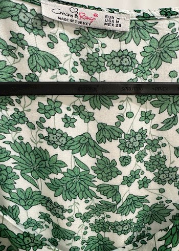Yeşil Uzun Kollu Çiçek Desenli Bohem Elbise - Görsel 3
