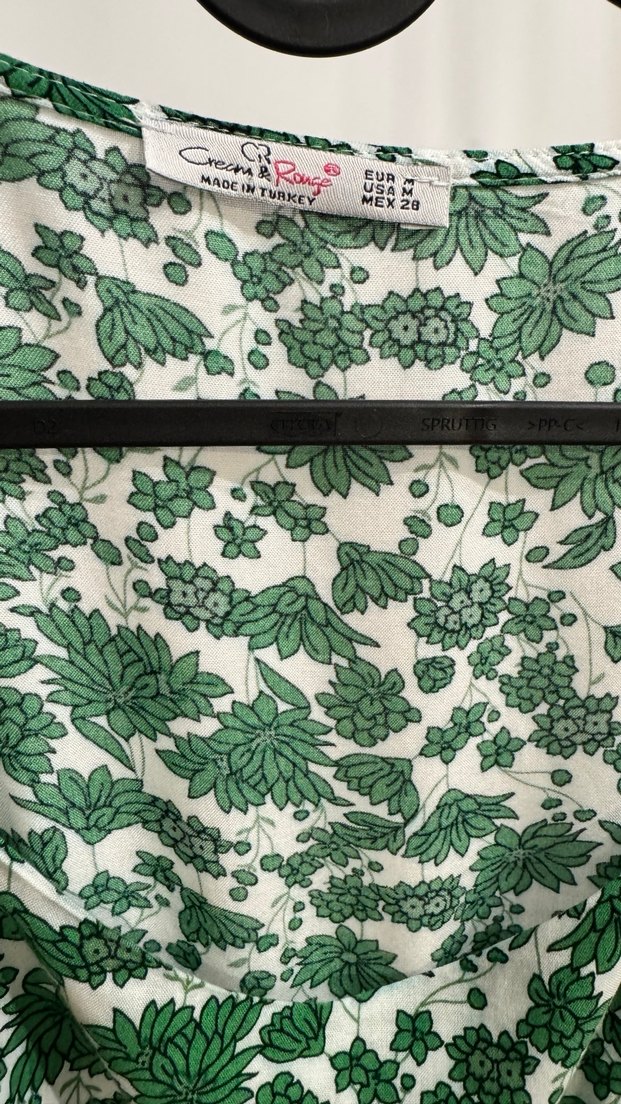 Yeşil Uzun Kollu Çiçek Desenli Bohem Elbise - Görsel 3