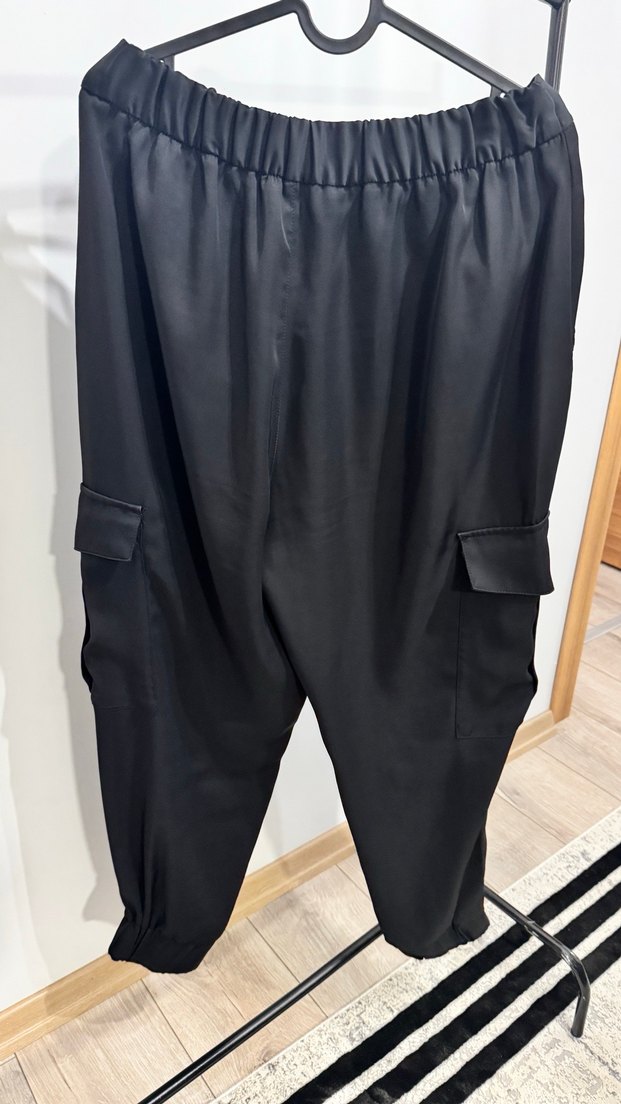 Siyah Kadın Kemerli Rahat Pantolon - Görsel 5