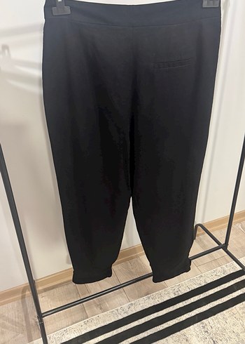 Kadın Siyah Keten Pilili Midi Pantolon - Görsel 4