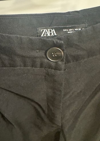 Kadın Siyah Keten Pilili Midi Pantolon - Görsel 3