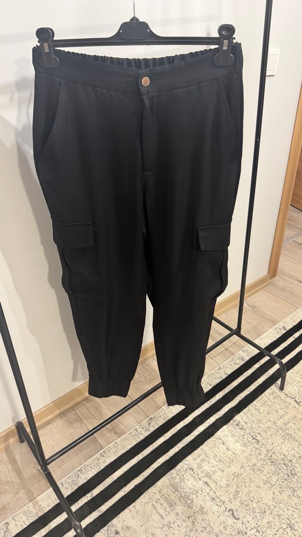 Siyah Beli Kemerli Kadın Salaş Pantolon - Görsel 4