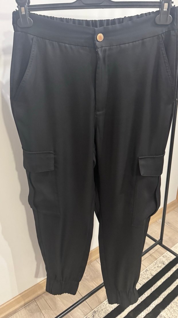 Siyah Beli Kemerli Kadın Salaş Pantolon - Görsel 3