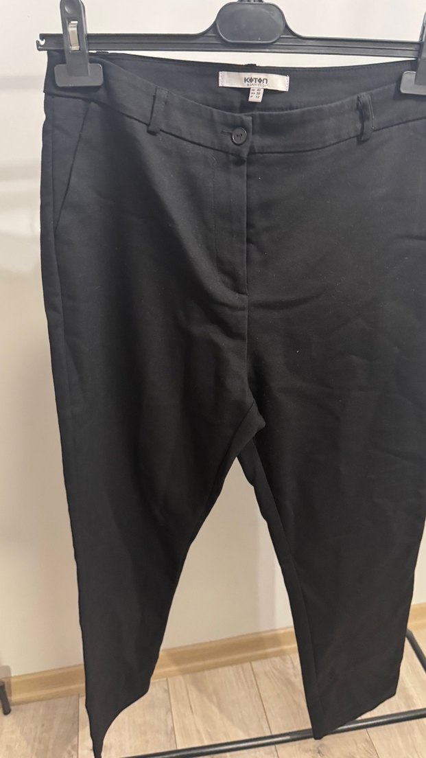 Düz Siyah Kadın Kumaş Pantolon - Görsel 2