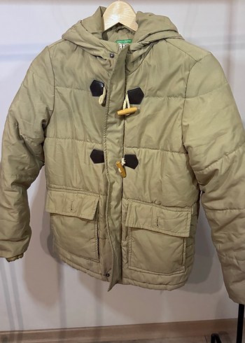 Benetton Marka Bej Erkek Çocuk Kapüşonlu Düğmeli Mont - Görsel 7