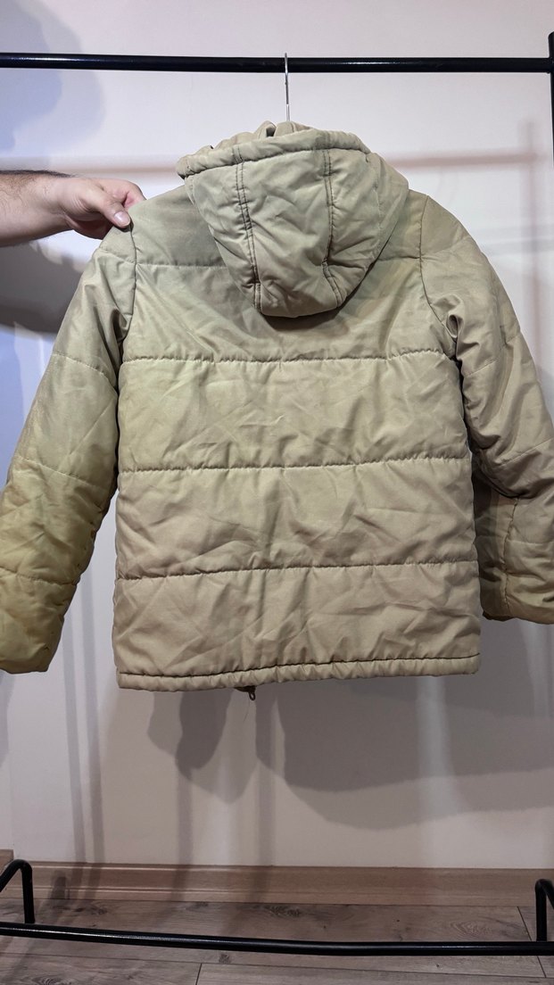 Benetton Marka Bej Erkek Çocuk Kapüşonlu Düğmeli Mont - Görsel 4