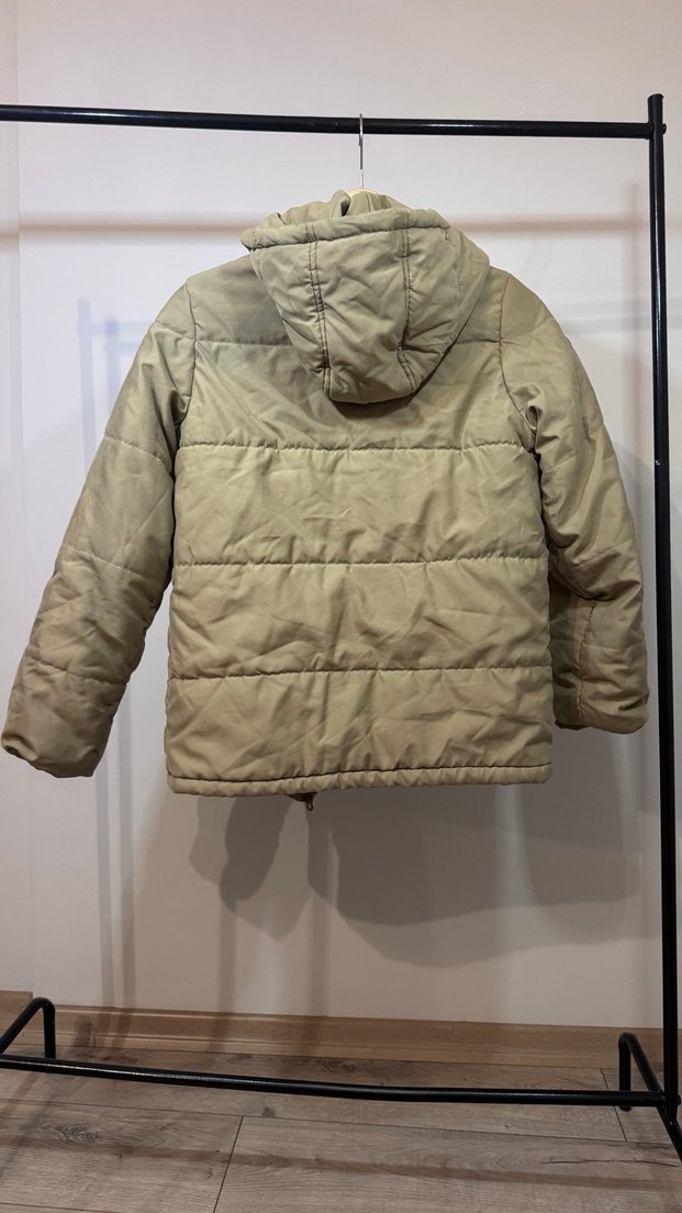 Benetton Marka Bej Erkek Çocuk Kapüşonlu Düğmeli Mont - Görsel 5