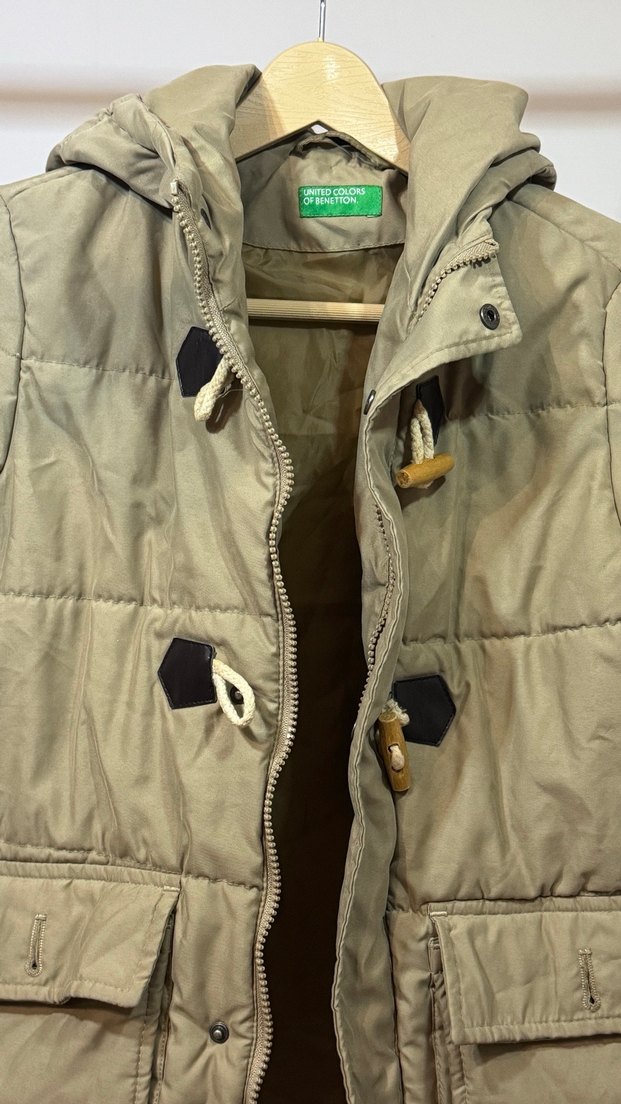 Benetton Marka Bej Erkek Çocuk Kapüşonlu Düğmeli Mont - Görsel 3