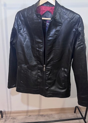 Siyah Deri Biker Ceket - Görsel 3