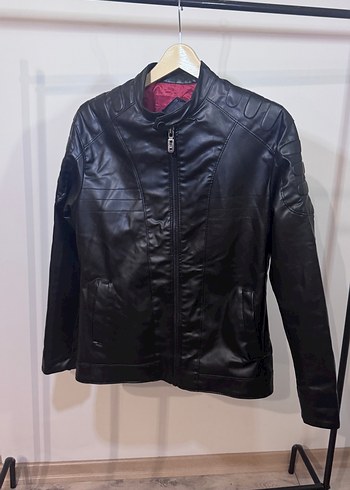 Siyah Deri Biker Ceket - Görsel 2