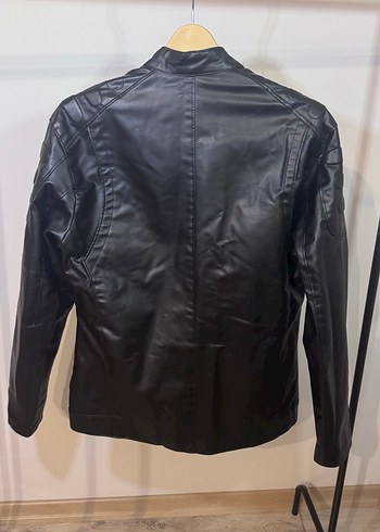 Siyah Deri Biker Ceket - Görsel 5
