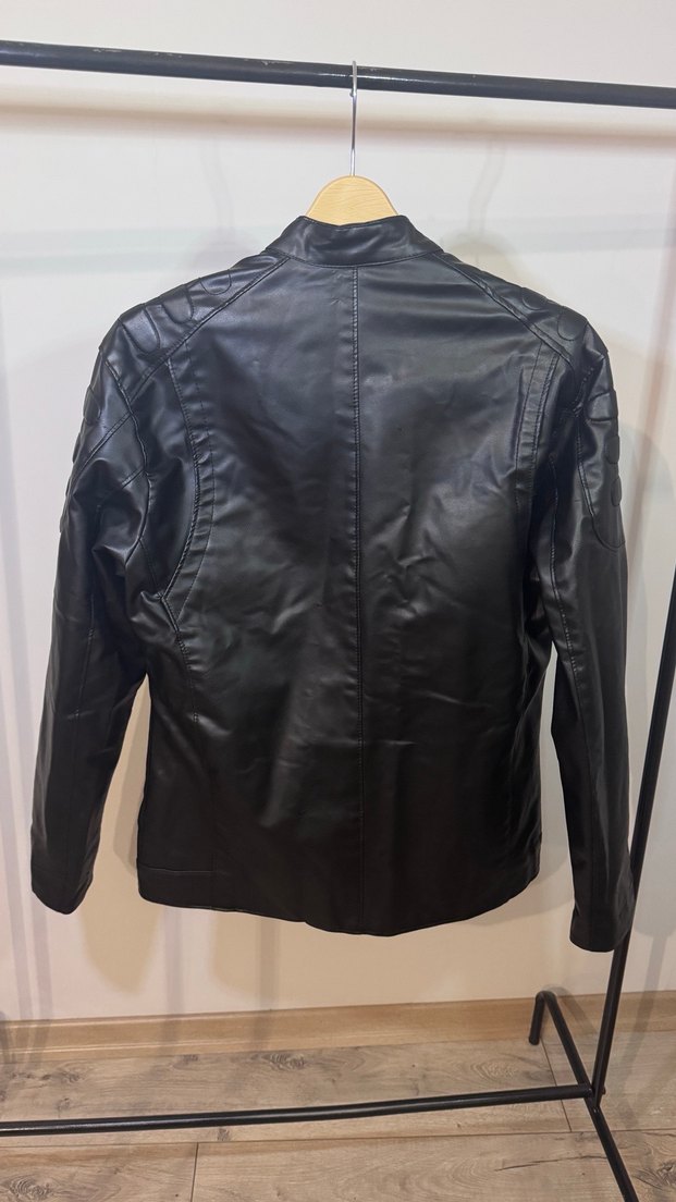 Siyah Deri Biker Ceket - Görsel 4