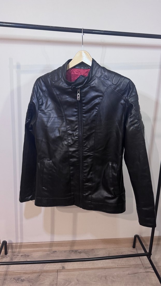 Siyah Deri Biker Ceket - Görsel 2