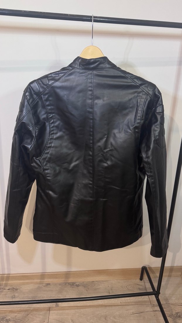 Siyah Deri Biker Ceket - Görsel 5