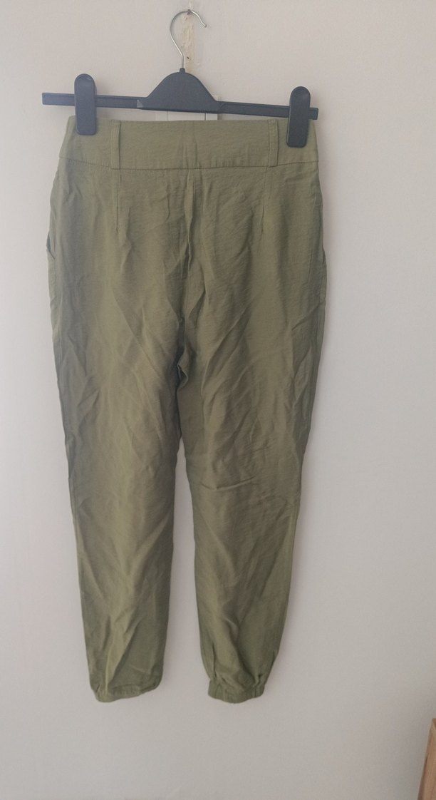 Bol Kesim  Keten Kadın Pantolon - Görsel 4