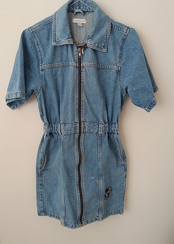 Kemerli Mavi Denim Tulum