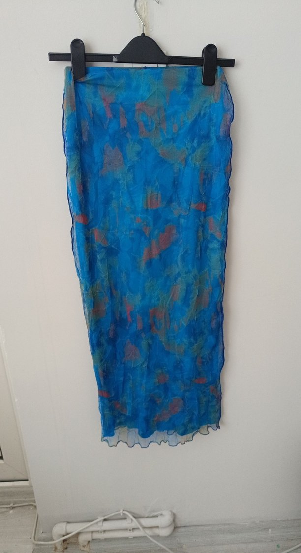 Mavi desenli tul etek - Görsel 3