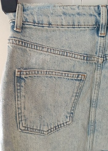 Fermuarlı Mavi Mini Kot Etek - Görsel 5