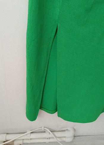 Yeşil Drapeli uzun Elbise - Görsel 4