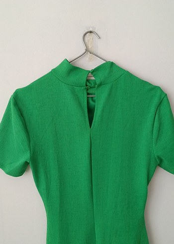 Yeşil Drapeli uzun Elbise - Görsel 5