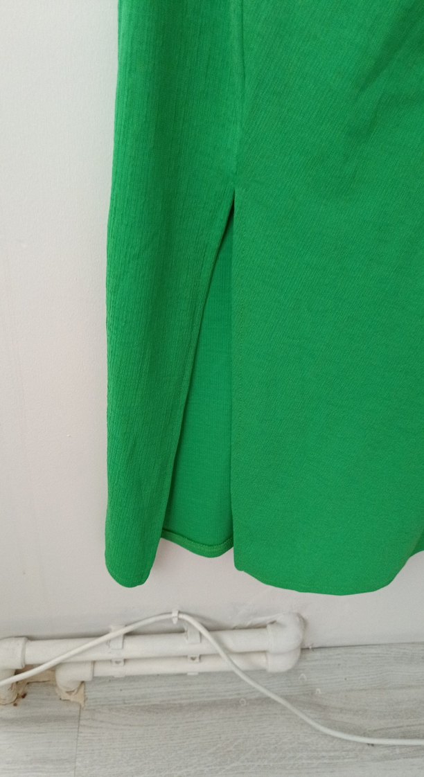 Yeşil Drapeli uzun Elbise - Görsel 4