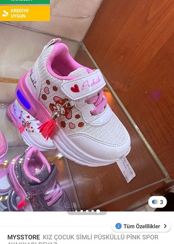 Pembe Simli Kız Çocuk Spor Ayakkabı