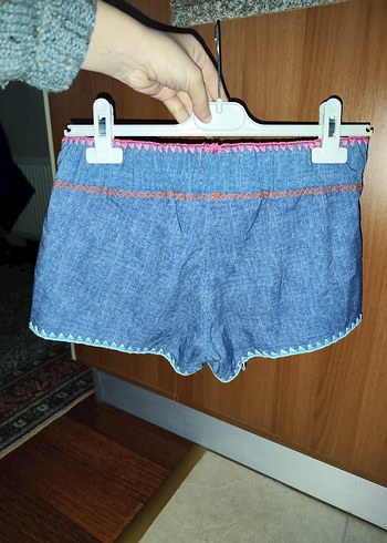 Nakışlı Bel Bantlı Kot penti deniz Şortu S - Görsel 4