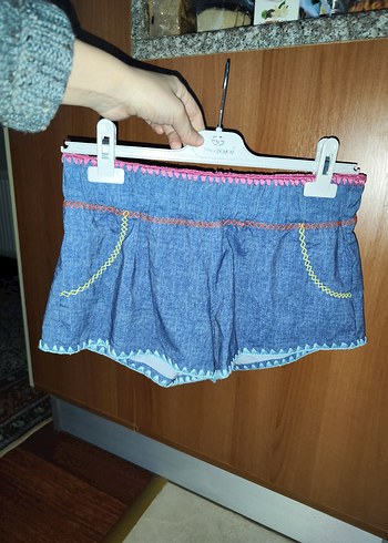 Nakışlı Bel Bantlı Kot penti deniz Şortu S - Görsel 2