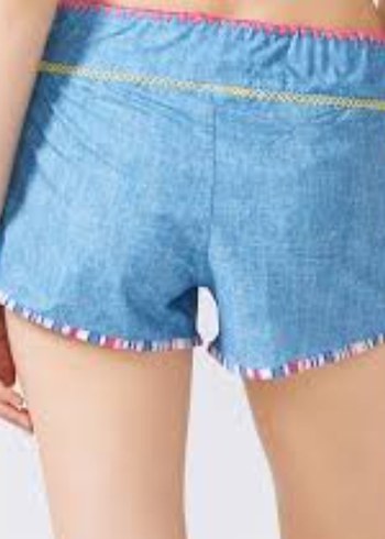 Nakışlı Bel Bantlı Kot penti deniz Şortu S - Görsel 10