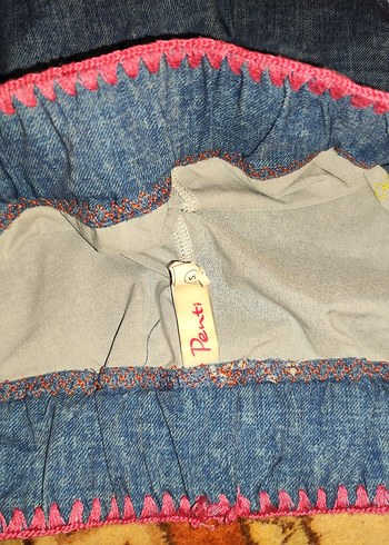 Nakışlı Bel Bantlı Kot penti deniz Şortu S - Görsel 9